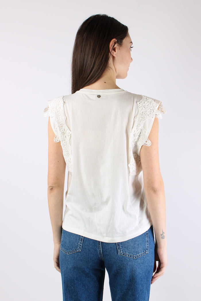 Canotta Inserto Macrame Bianco Lana-5