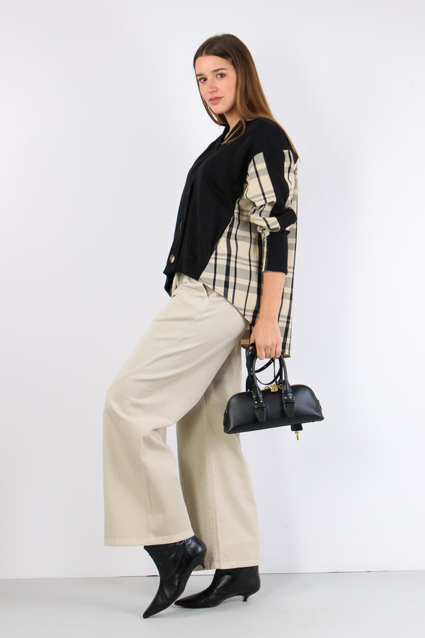 Cardigan Inserto Check Black/vanilla