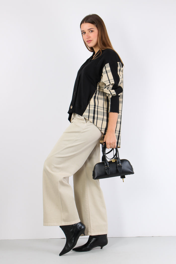 Cardigan Inserto Check Black/vanilla