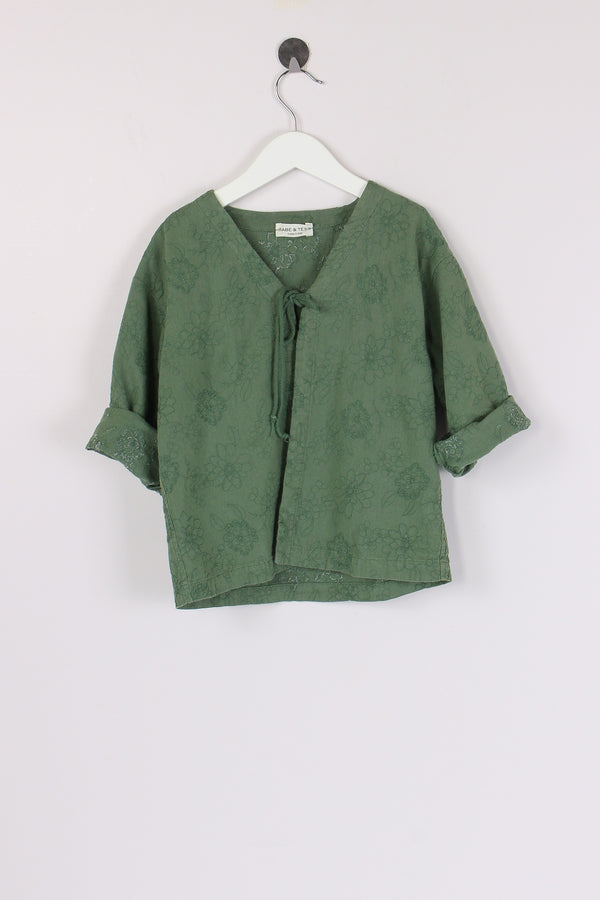 Kimono Ricamo Tono Su Tono Ginepro