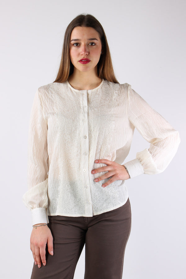 Camicia Mussola Ricamo Panna-2