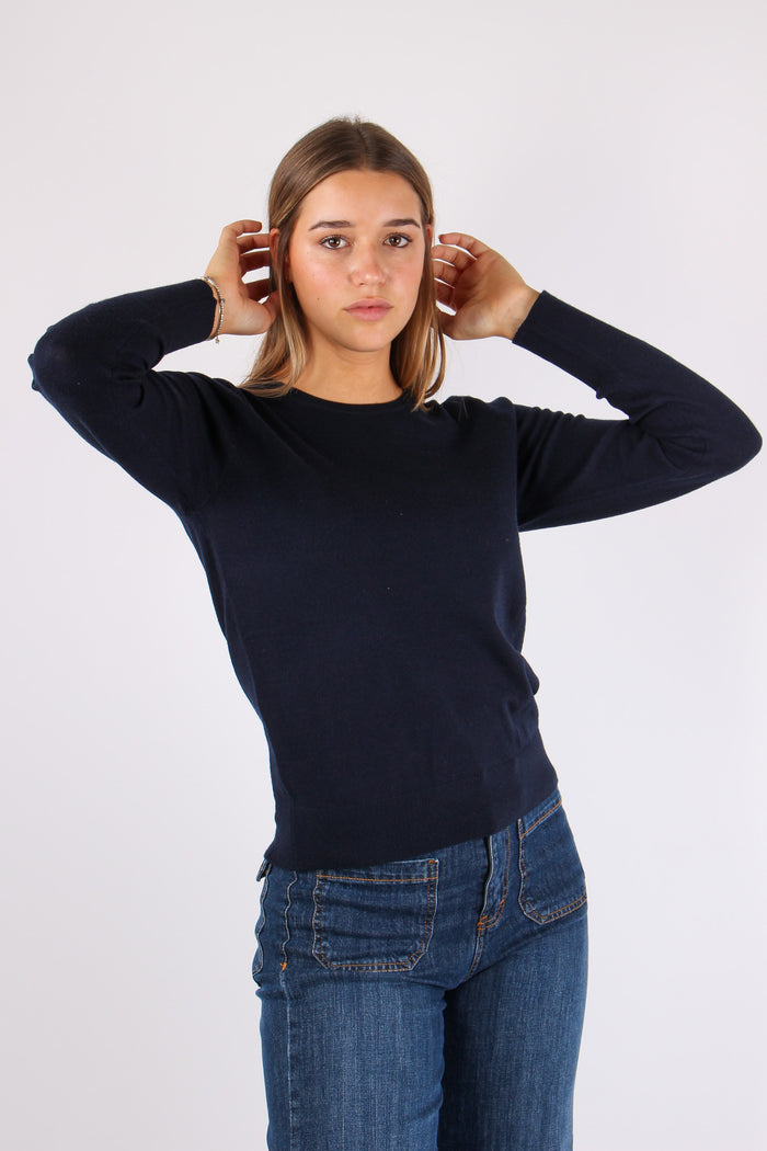 Maglia Girocollo Viscosa Blu-5