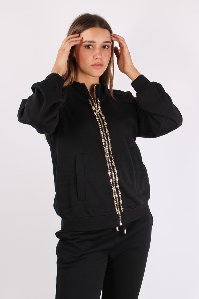 Felpa Zip Castone Nero-6