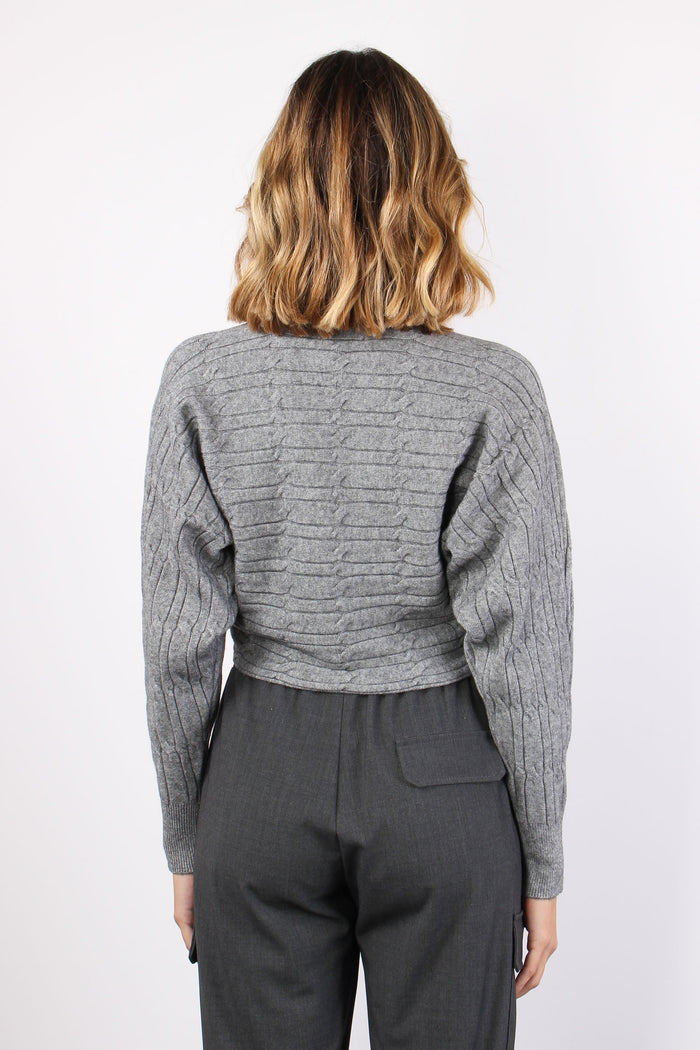 Maglia Treccia Cropped Grigio-3