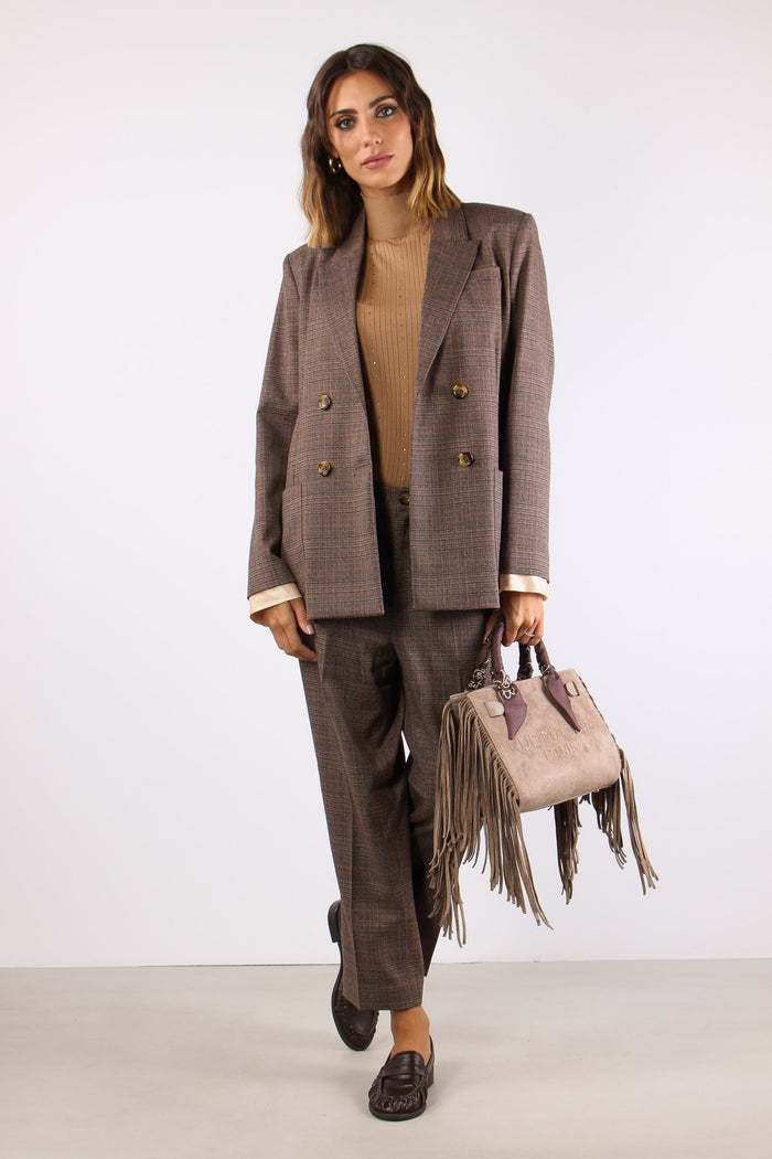 Giacca Doppiopetto Manica Camicia Tartan-5