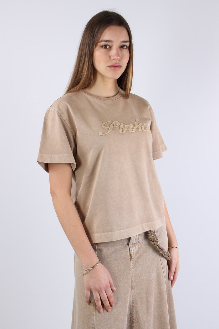 Sheryl T-shirt Logo Pizzo Beige Chantilly-7