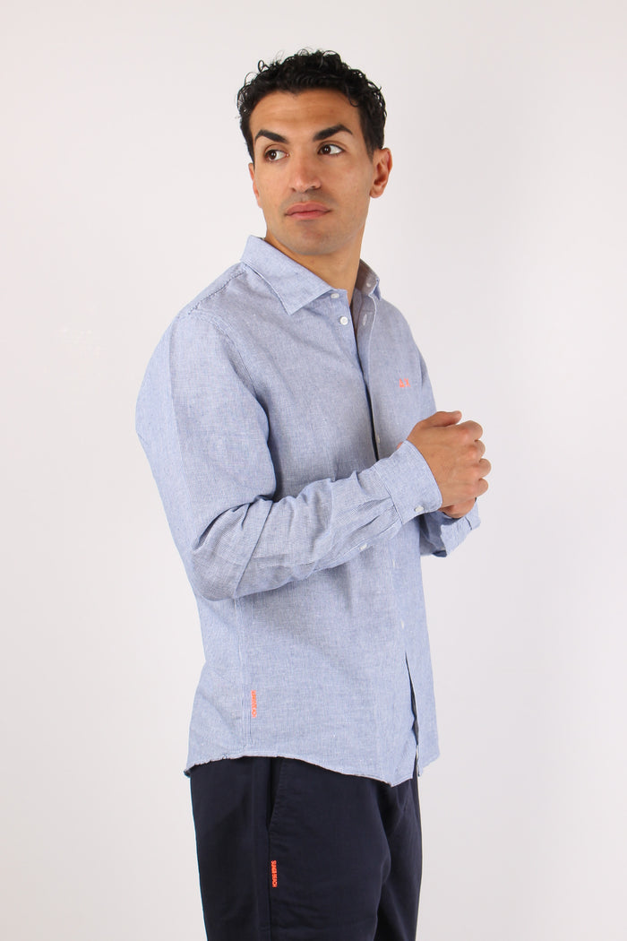 Camicia Misto Lino Riga Navy-4