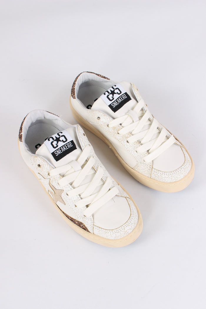 Sneakers Enjoy Star Glitter Bianco/oro-5