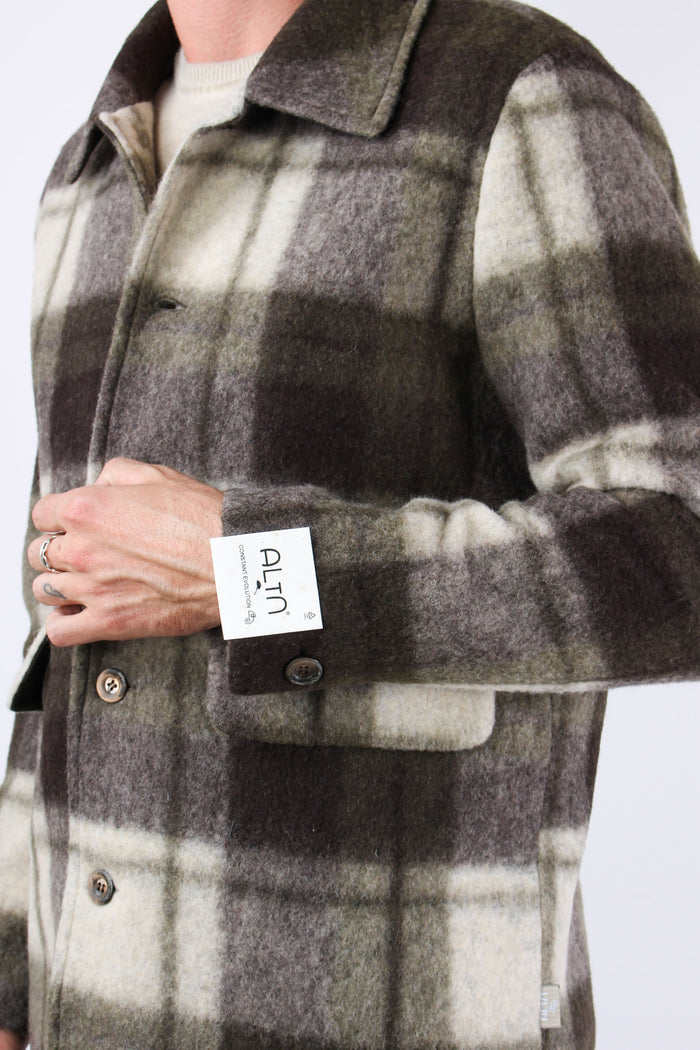 Coraggio Cappotto Lana Quadri Verde-6