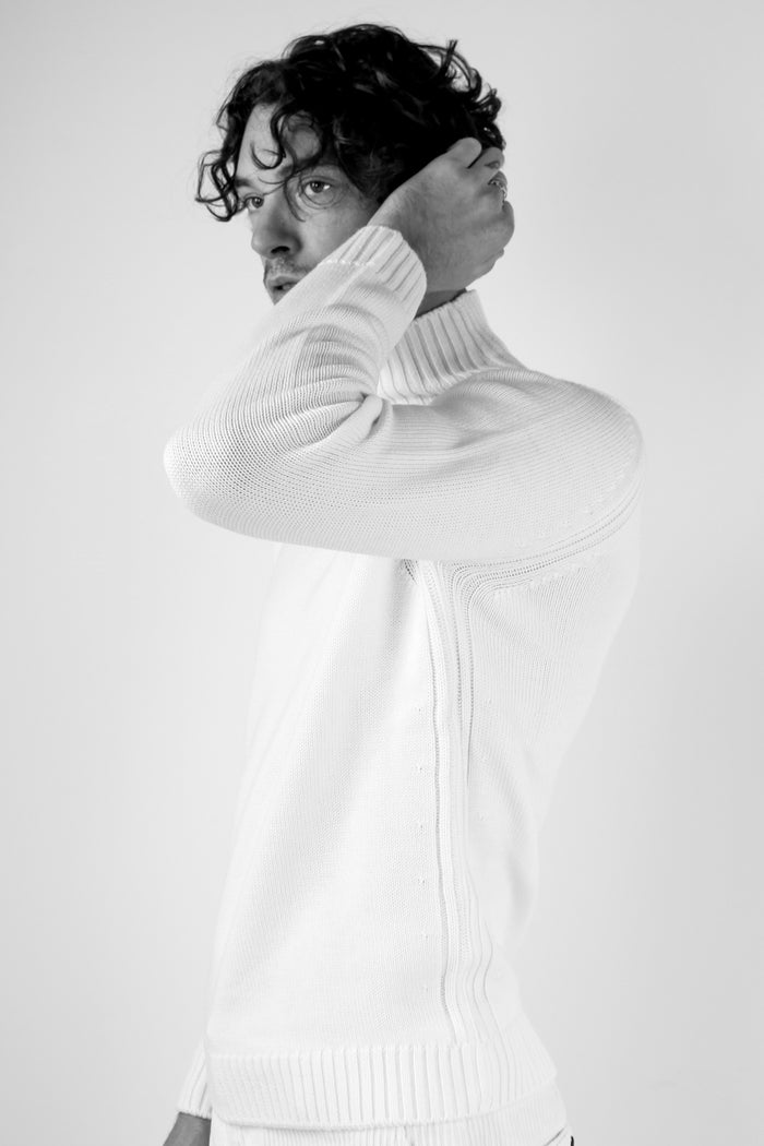 Maglia Collo In Piedi Panna-4