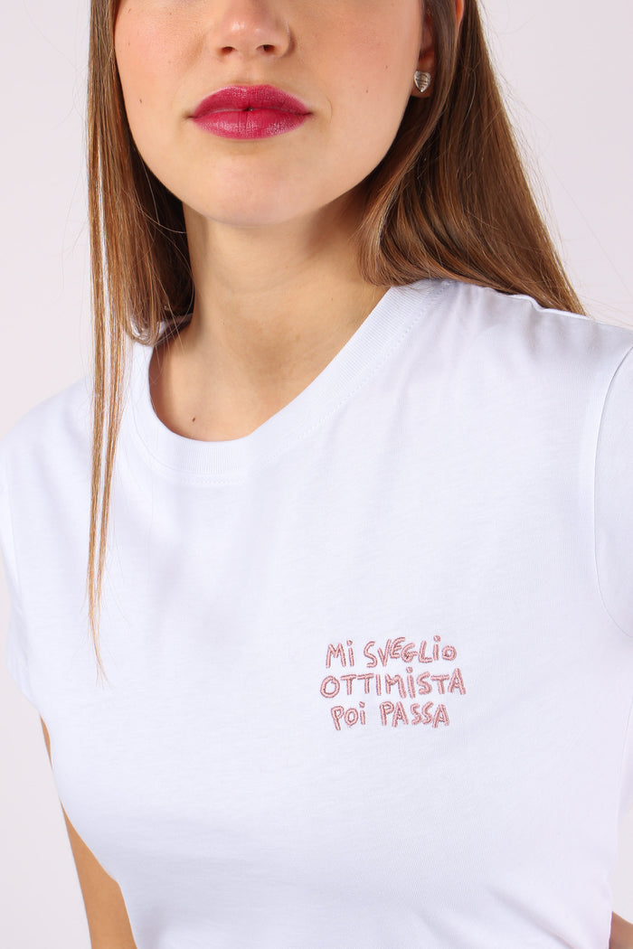 T-shirt Ricamo Mi Sveglio Otti Bianco-8