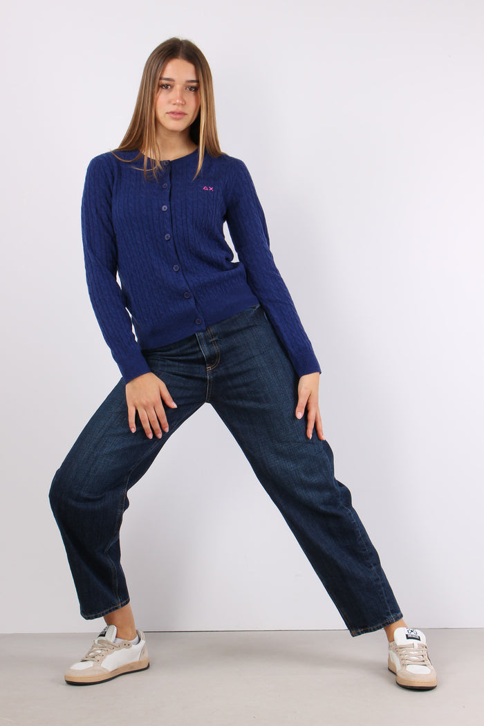 Cardigan Bottoni Trecce Blue-4
