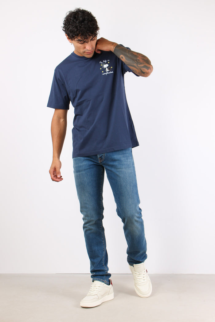 T-shirt Snoopy Complicated Blu-4