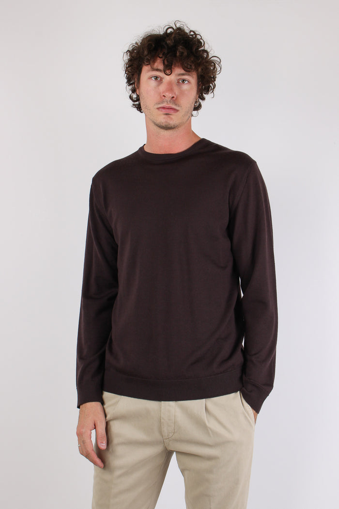 Maglia Girocollo Lana Merinos Cacao