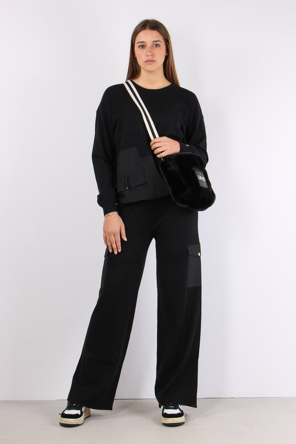 Maglia Inserto Nylon Tasche Nero