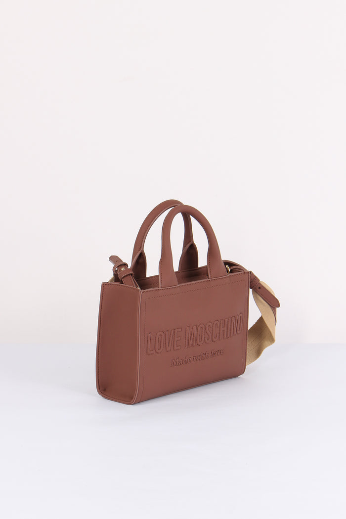 Mini Shopping Effetto Denim Cuoio-6