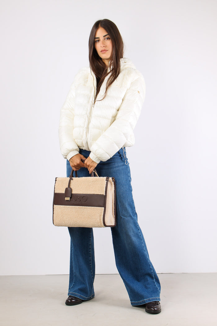 Giubbotto Bimateriale Inserto Bianco Latte