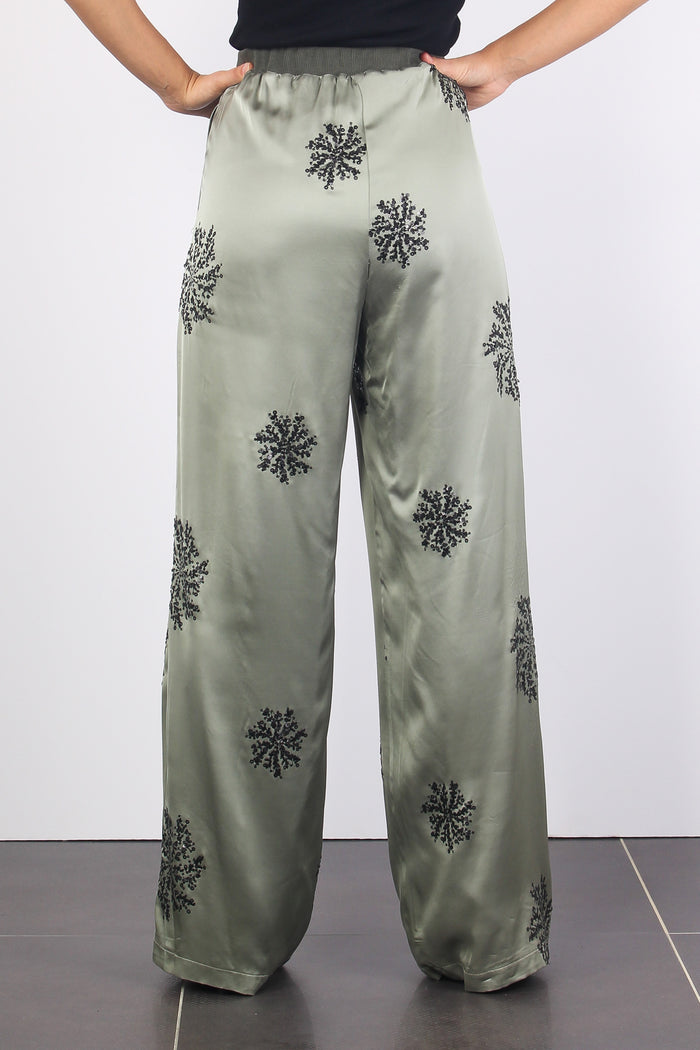 Pantalone Inserto Pailettes Verde Militare-4