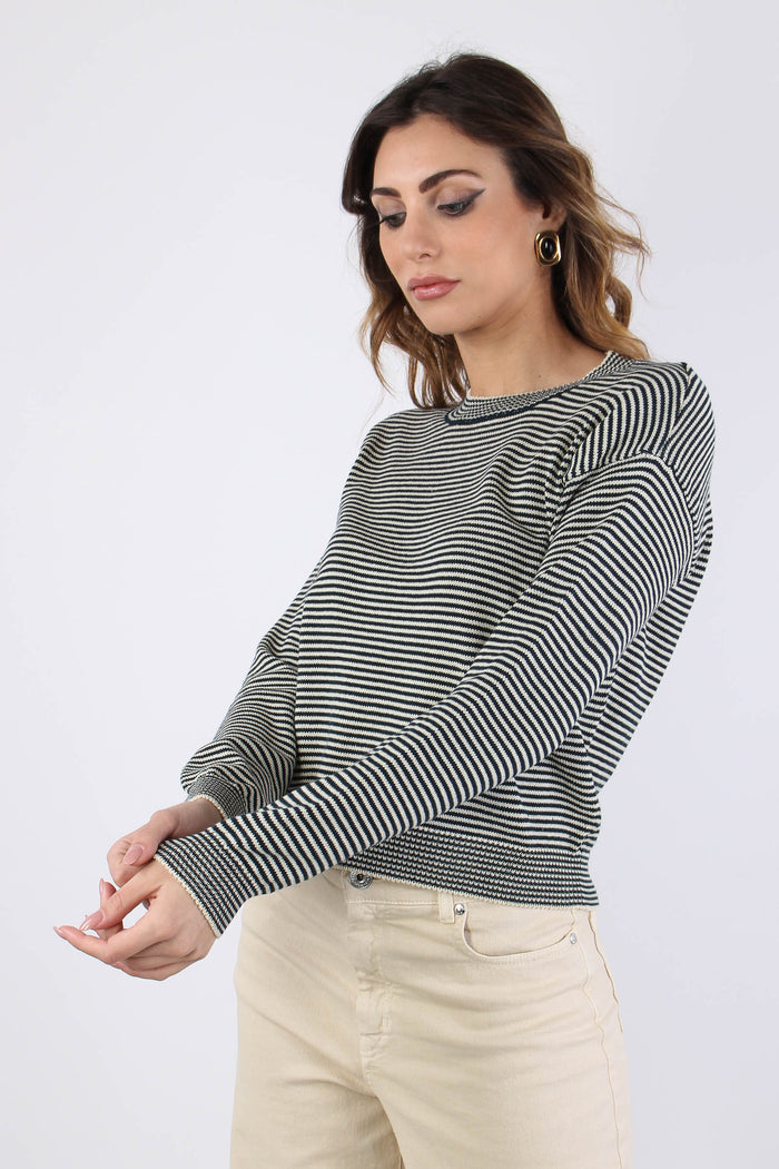 Wkdgiovane Maglia Riga Ecru/blu-5