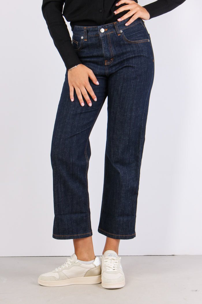 Denim Gamba Dritta Risvolto Denim-3