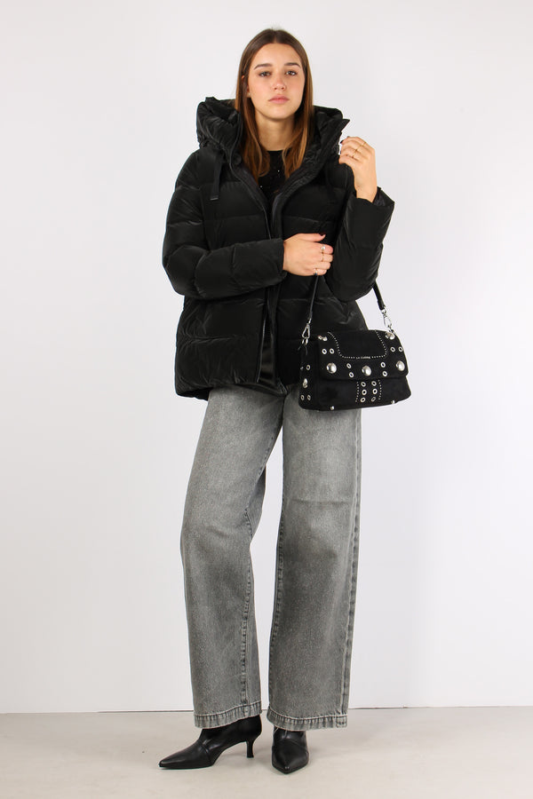 Piumino Tessuto Gommato Nero