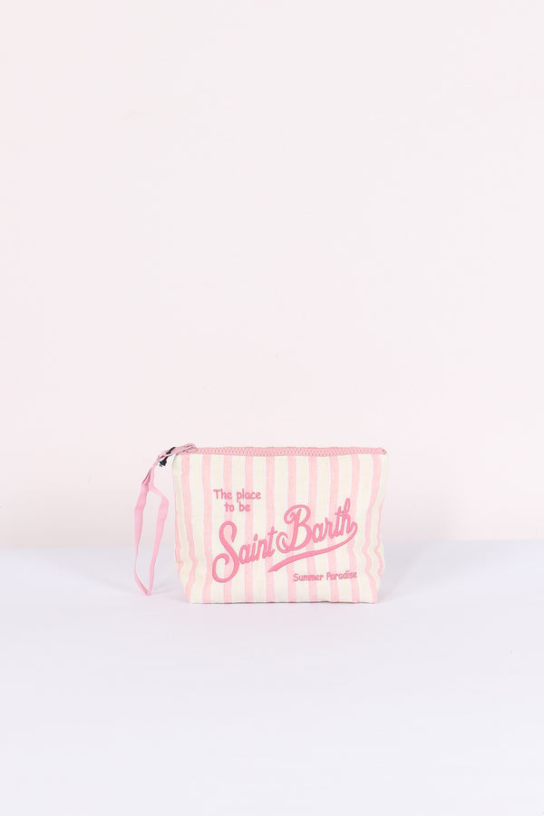 Aline Pochette Cotone Righe Rosa