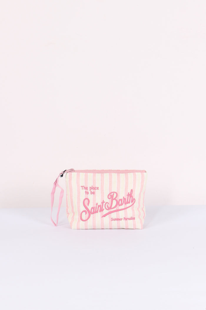 Aline Pochette Cotone Righe Rosa