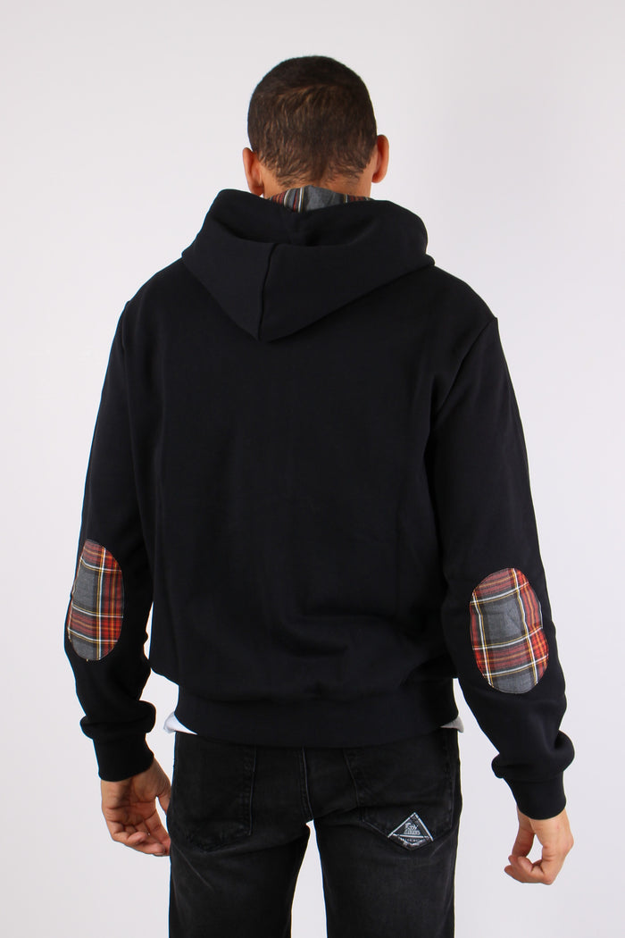 Felpa Zip Toppe Contrasto Nero-4