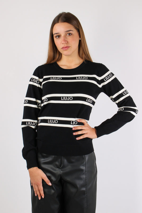 Maglia Ml Girocollo Riga Nero/bianco