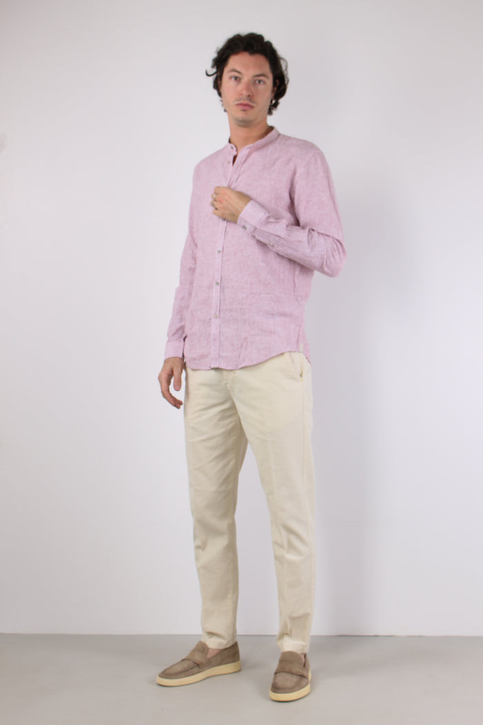Camicia Lino Microriga Bordo-4