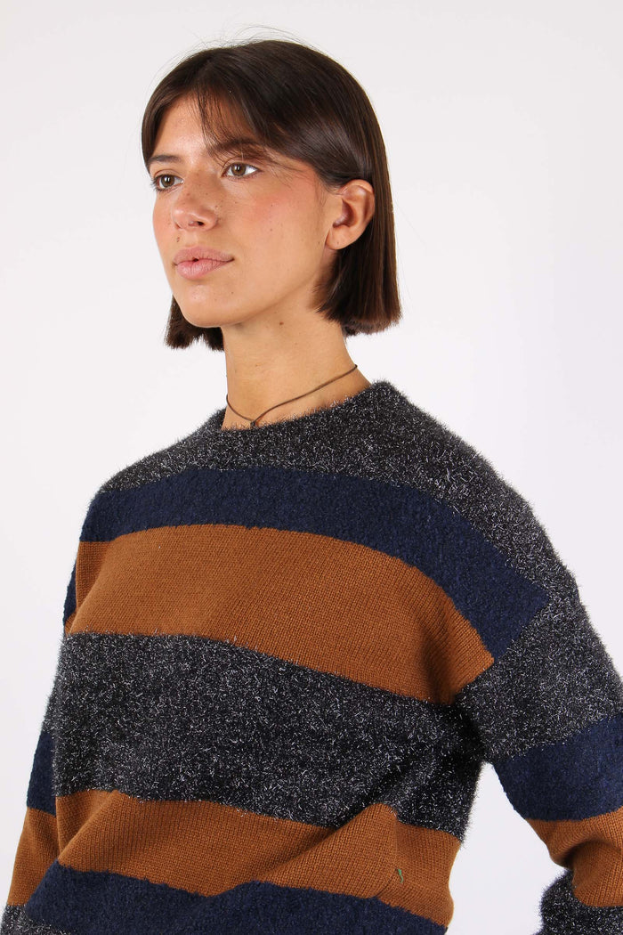 Maglia Riga Lurex Cuoio/blu-7