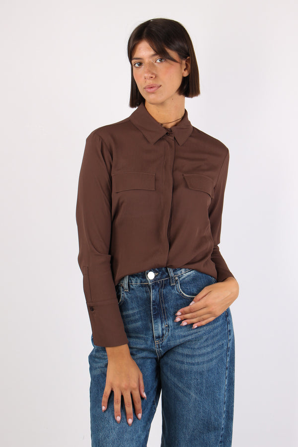 Camicia Viscosa Taschine Espresso
