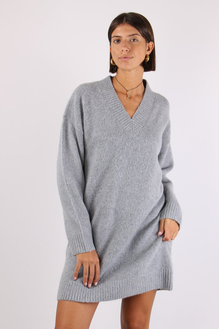 Abito Scavo V Misto Alpaca Grigio Medio Melange-3
