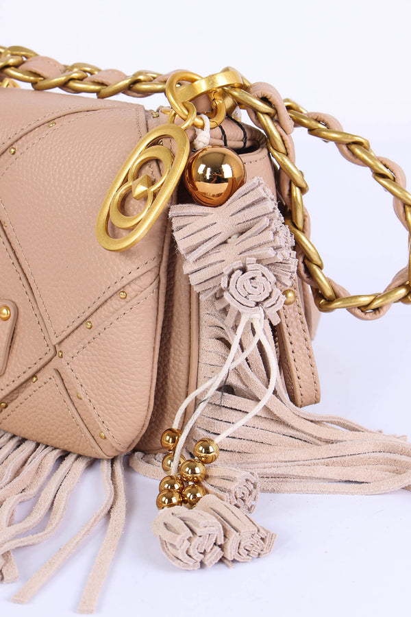 Tracollina Frange Inserto Borchie Beige-2