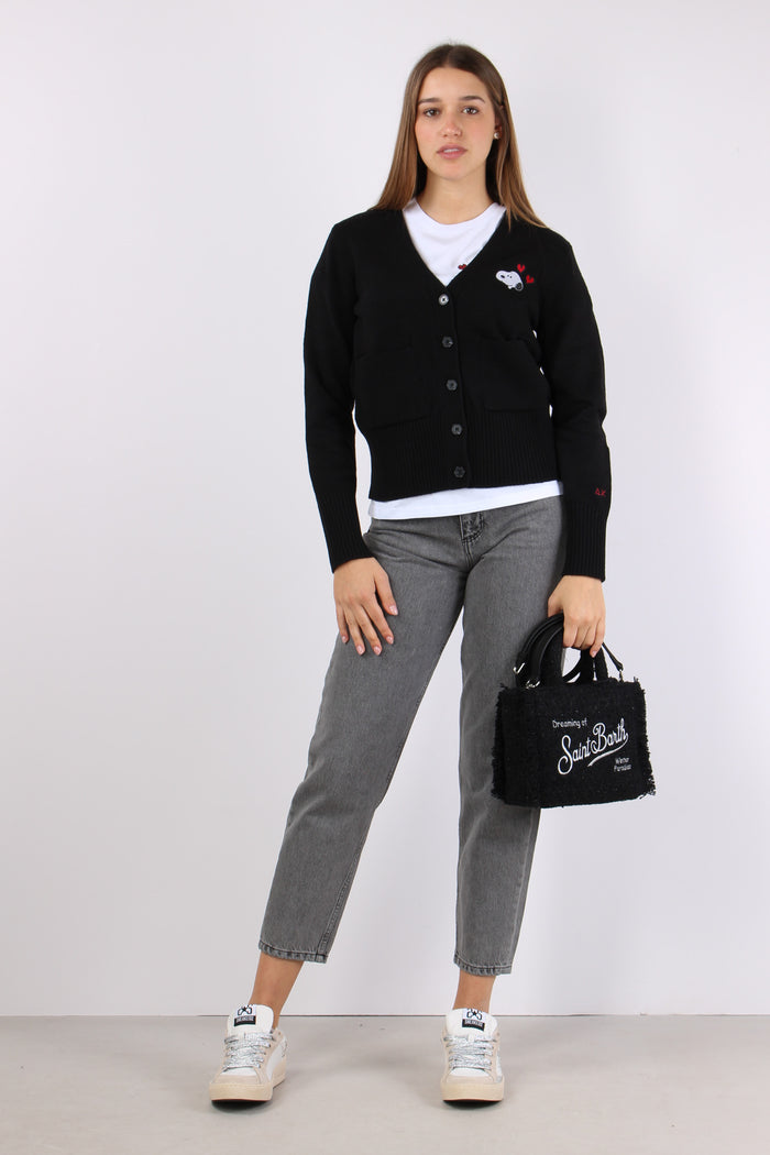 Cardigan Ricamo Dietro Nero-5