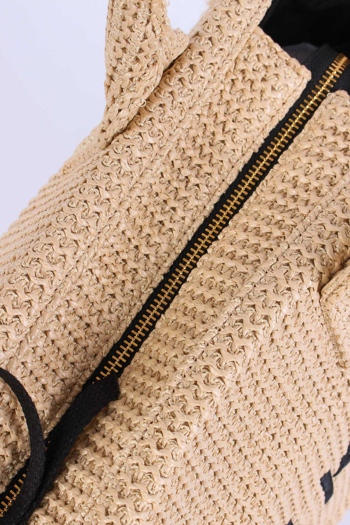 Shopping Beach Rafia Paglia/nero-7