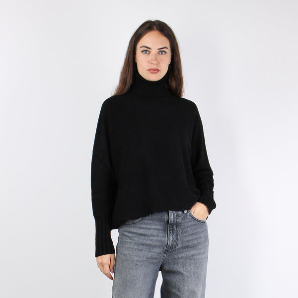 Maglia Collo Alto Viscosa Nero-2