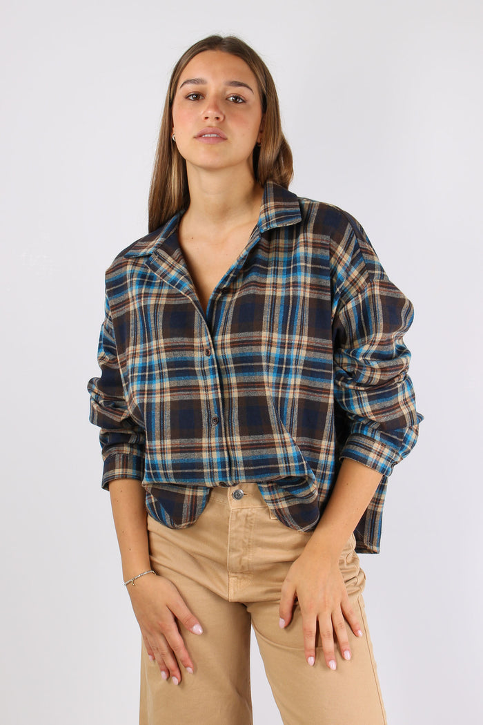 Camicia Quadri Stondata Turchese/moro-2