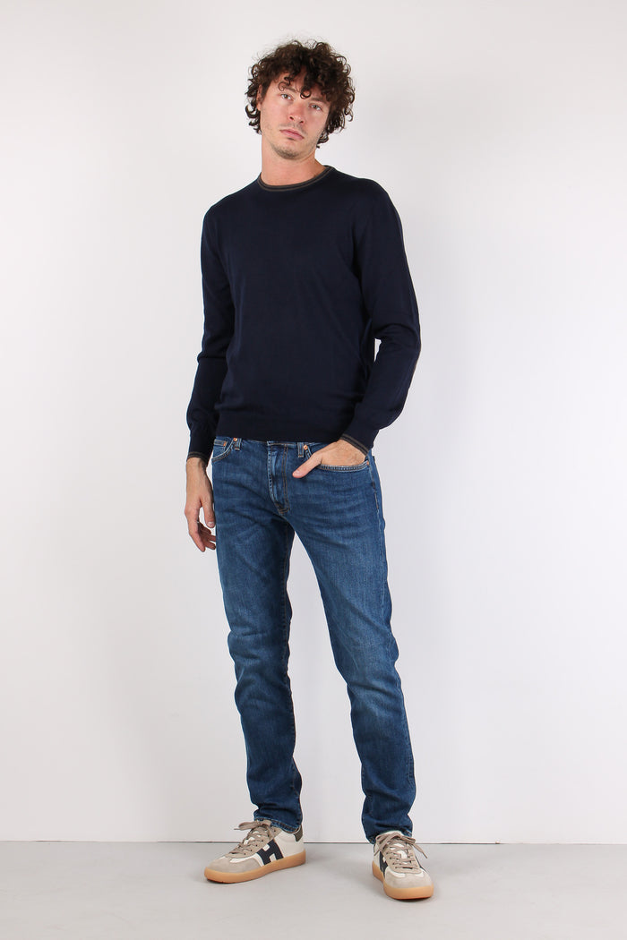 Maglia Girocollo 100%  Lana Blu/moro-3
