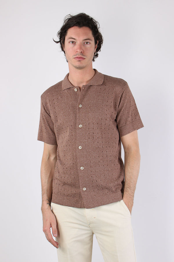 Camicia Mc Traforata Tabacco