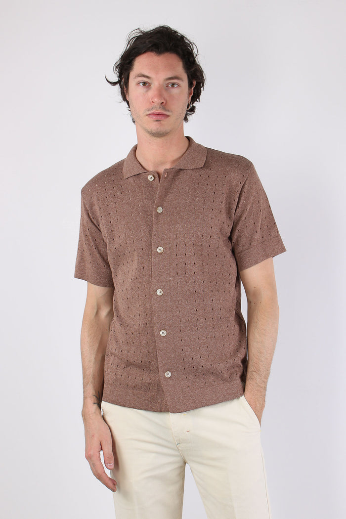 Camicia Mc Traforata Tabacco