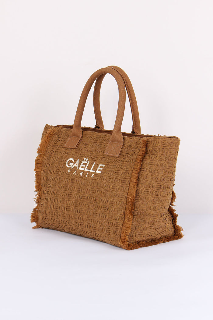 Maxi Tote Frange Ricamo Moka-2