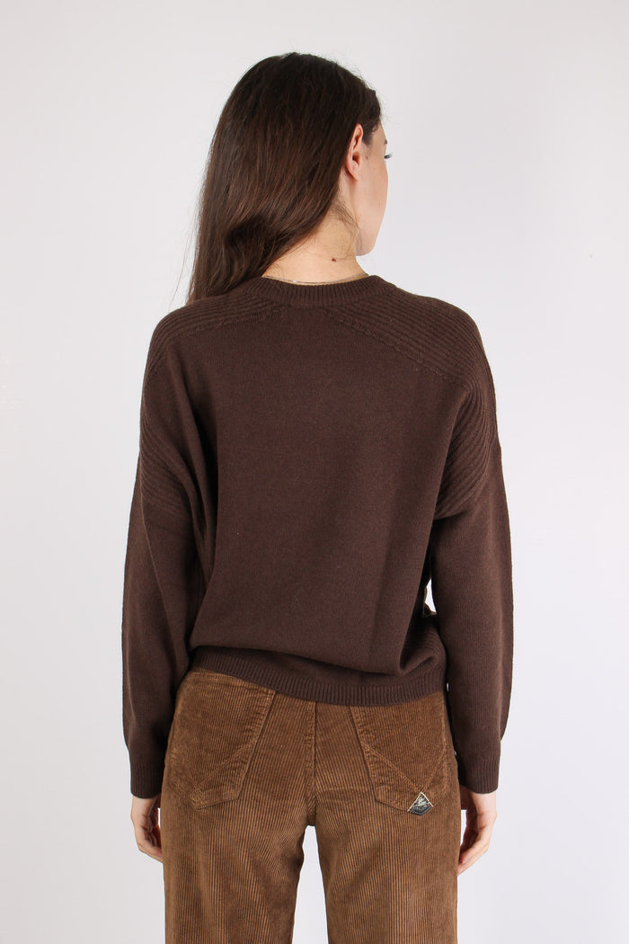 Maglia Girocollo Applicazioni Cioccolato/ricamo-5