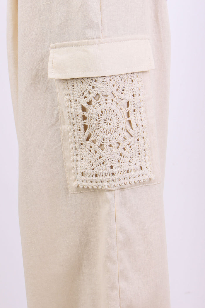 Pantalone Tasconato Macrame Beige-8