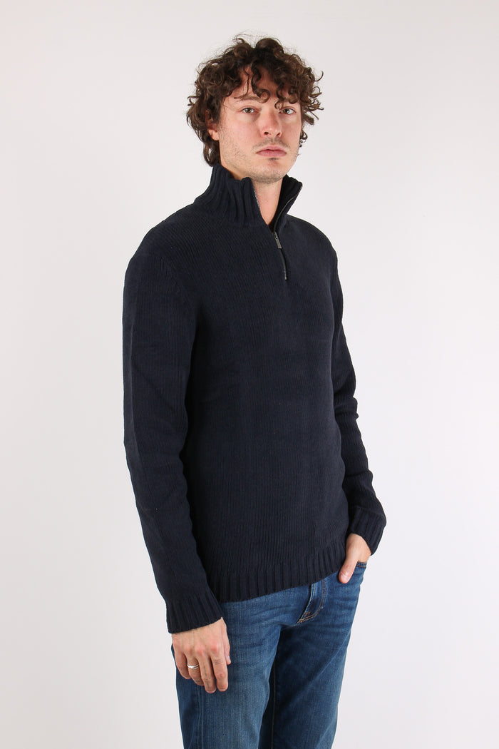 Maglia Mezza Zip Blue Black-6