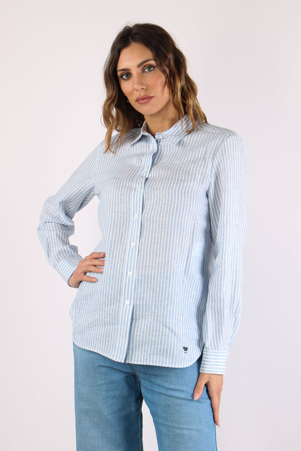 Giurato Camicia Lino Riga Off White-2