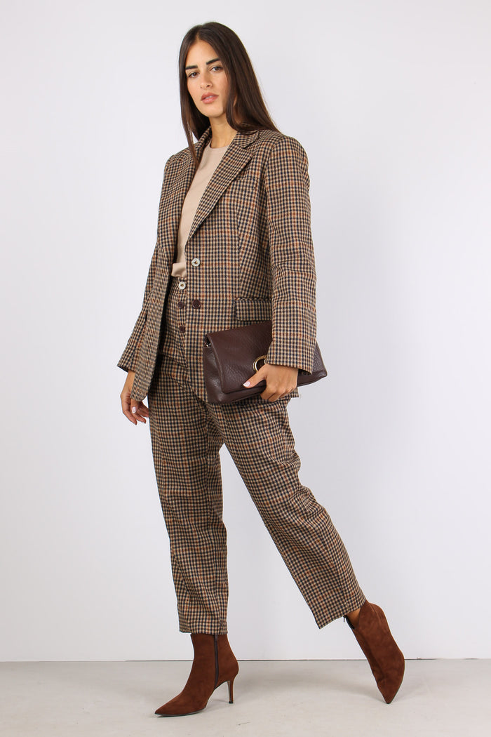 Giacca Dritta Micro Quadro Cioc/beige/blu-7