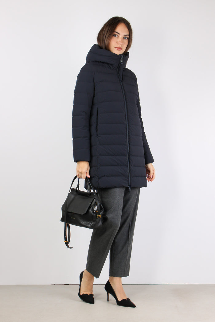 Piumino Lungo Trapunta Blu Scuro-4