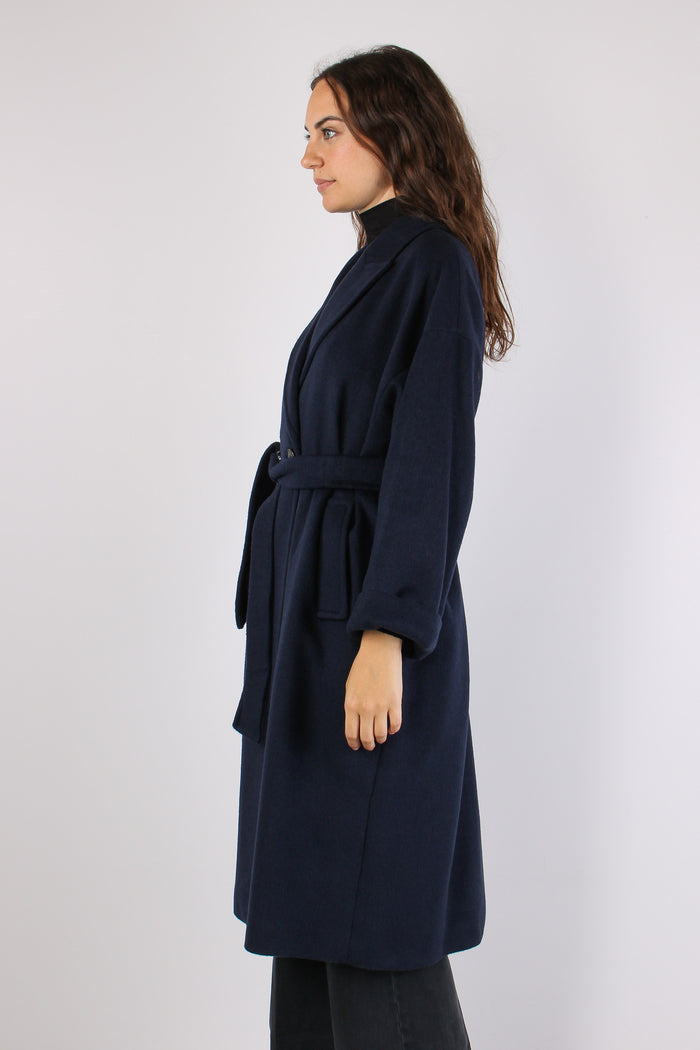 Mllsaggio Cappotto Lana Cintur Navy-7