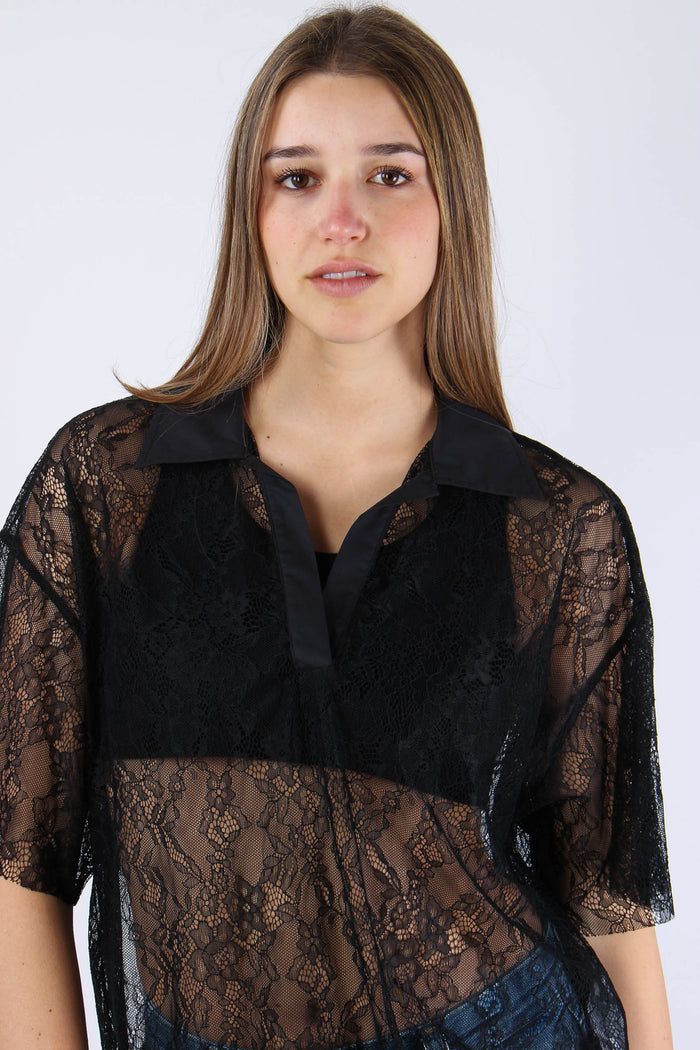 Polo Manica Corta Pizzo Nero-9